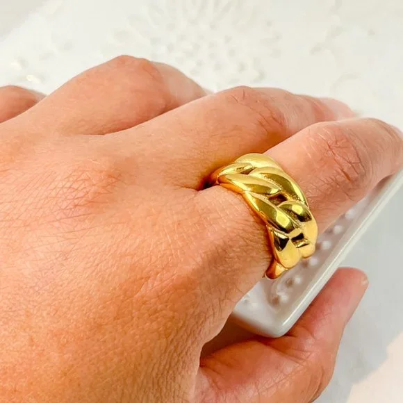 Gold Thick Chunky Statement Ring For Women - Picture 5 of 9